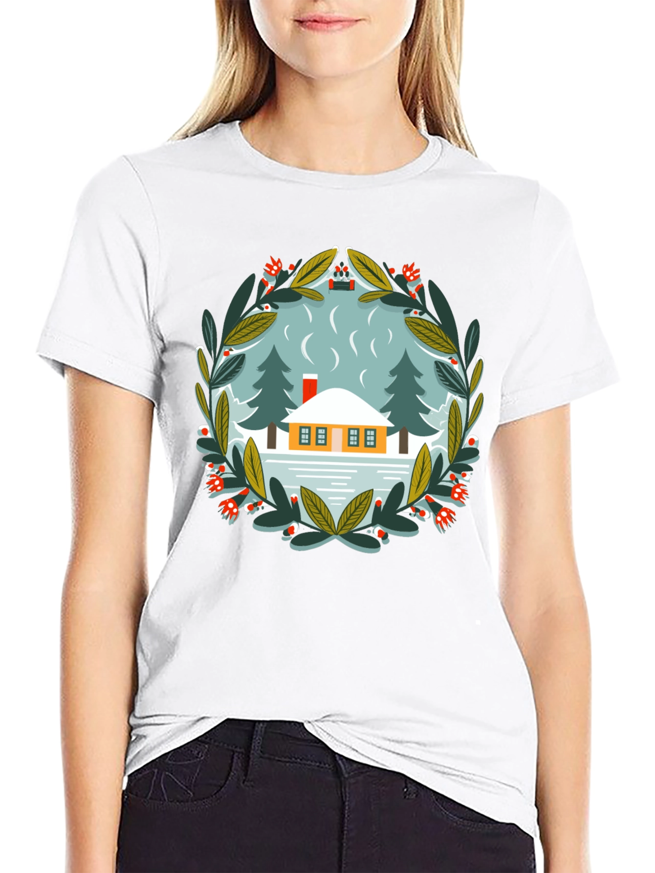 Winter Cabin Graphic Tee - Unisex Cotton T-Shirt