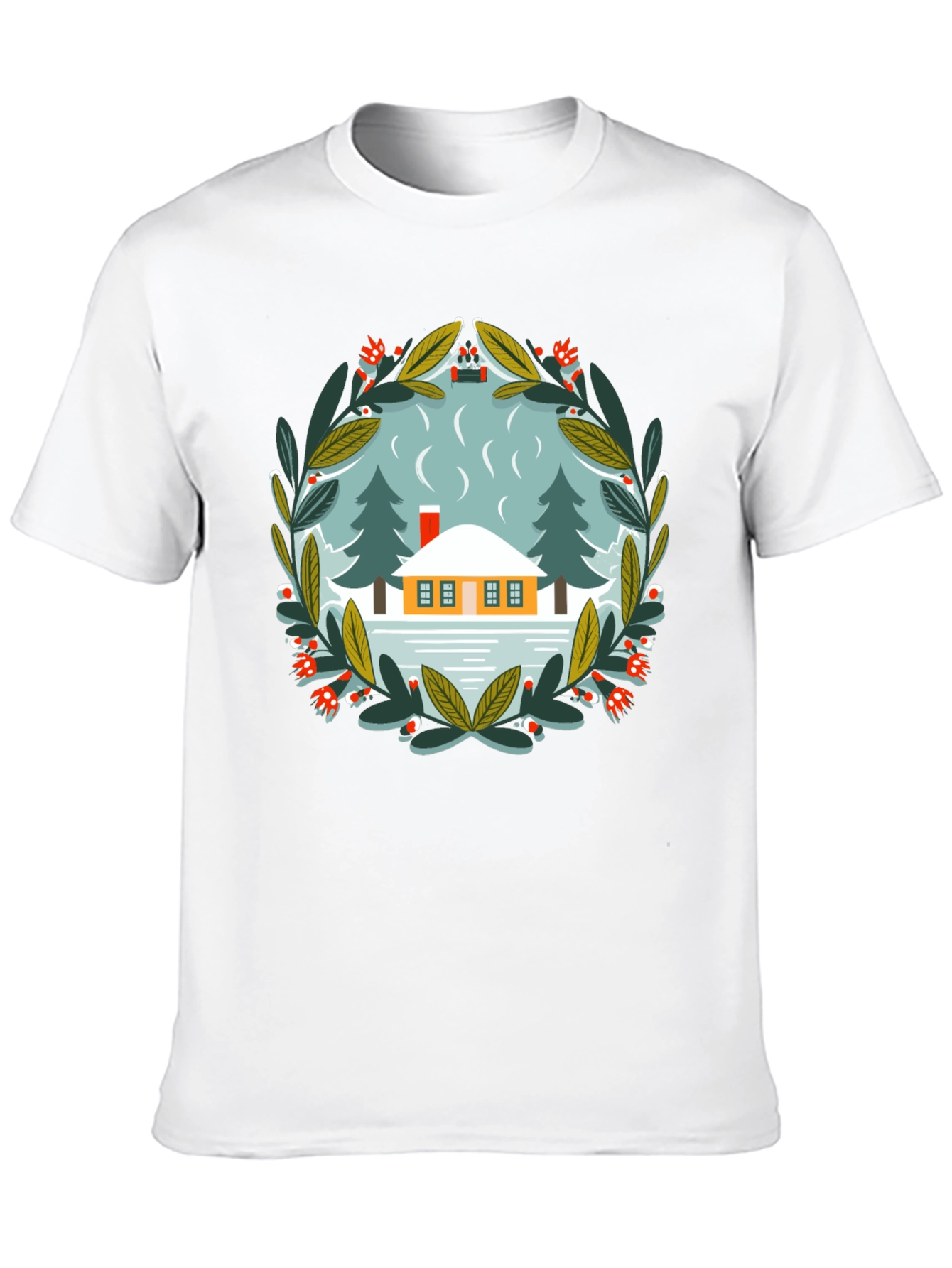 Winter Cabin Graphic Tee - Unisex Cotton T-Shirt