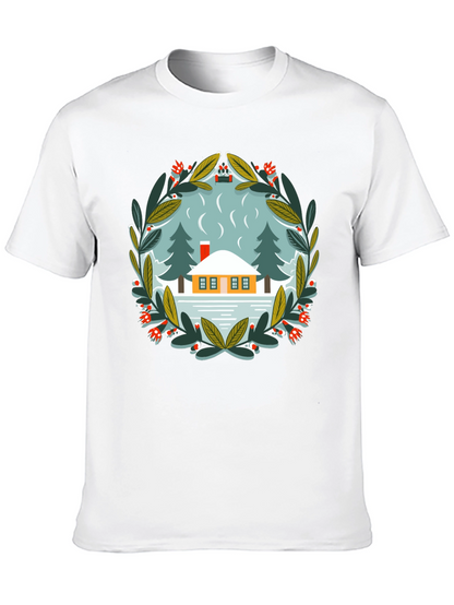 Winter Cabin Graphic Tee - Unisex Cotton T-Shirt