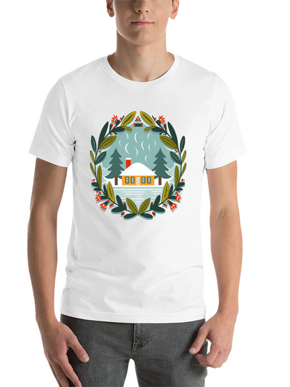 Winter Cabin Graphic Tee - Unisex Cotton T-Shirt