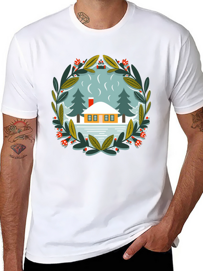 Winter Cabin Graphic Tee - Unisex Cotton T-Shirt