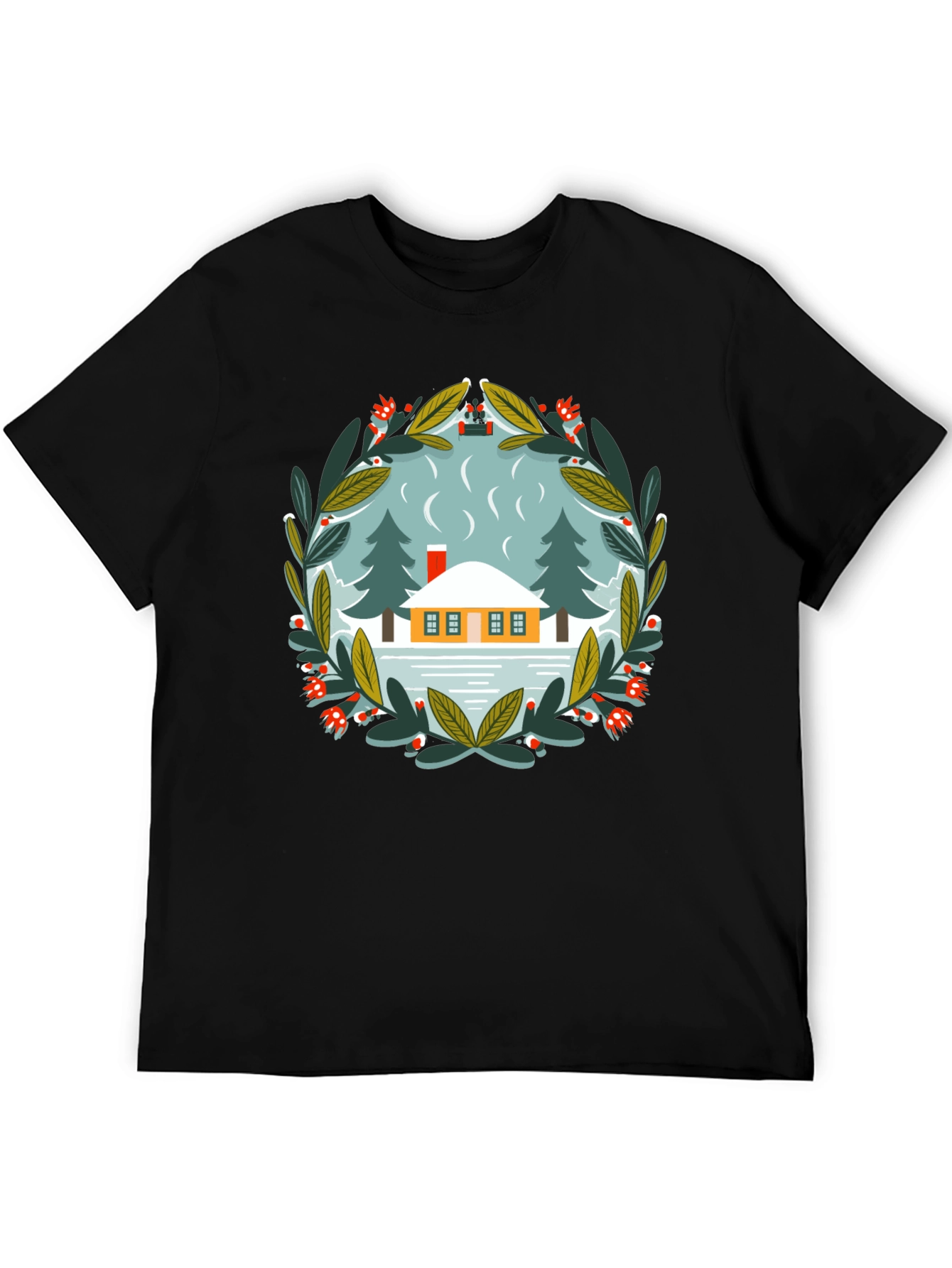 Winter Cabin Graphic Tee - Unisex Cotton T-Shirt
