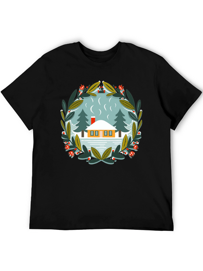 Winter Cabin Graphic Tee - Unisex Cotton T-Shirt