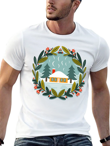 Winter Cabin Graphic Tee - Unisex Cotton T-Shirt