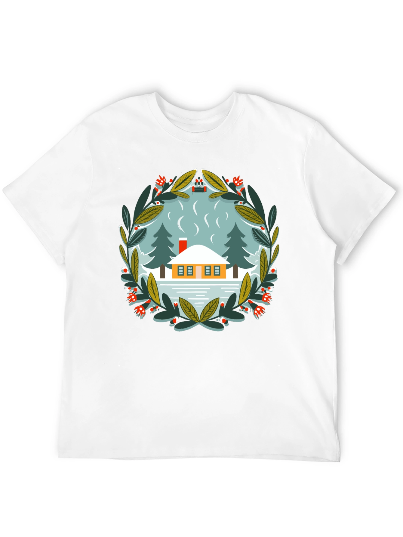 Winter Cabin Graphic Tee - Unisex Cotton T-Shirt