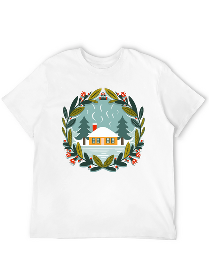 Winter Cabin Graphic Tee - Unisex Cotton T-Shirt