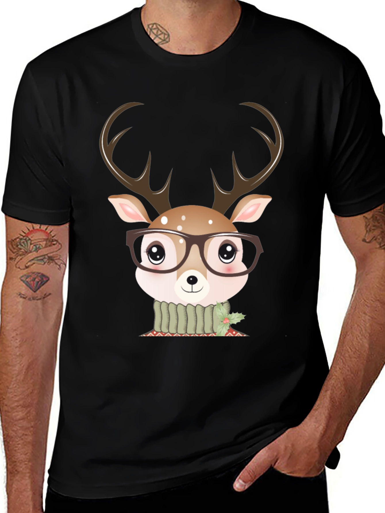 Cute Deer Glasses Graphic Tee