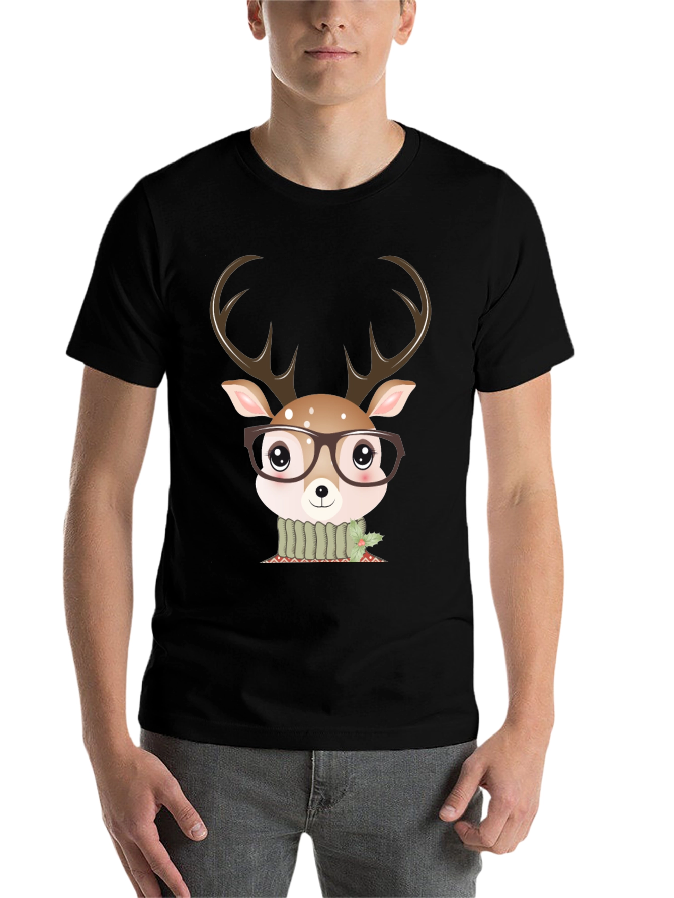 Cute Deer Glasses Graphic Tee