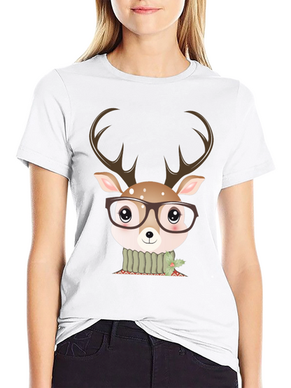Cute Deer Glasses Graphic Tee