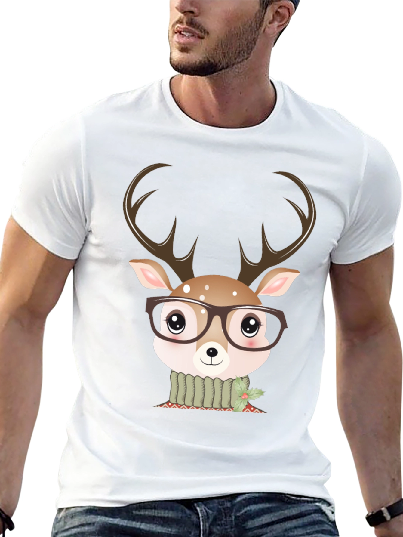 Cute Deer Glasses Graphic Tee