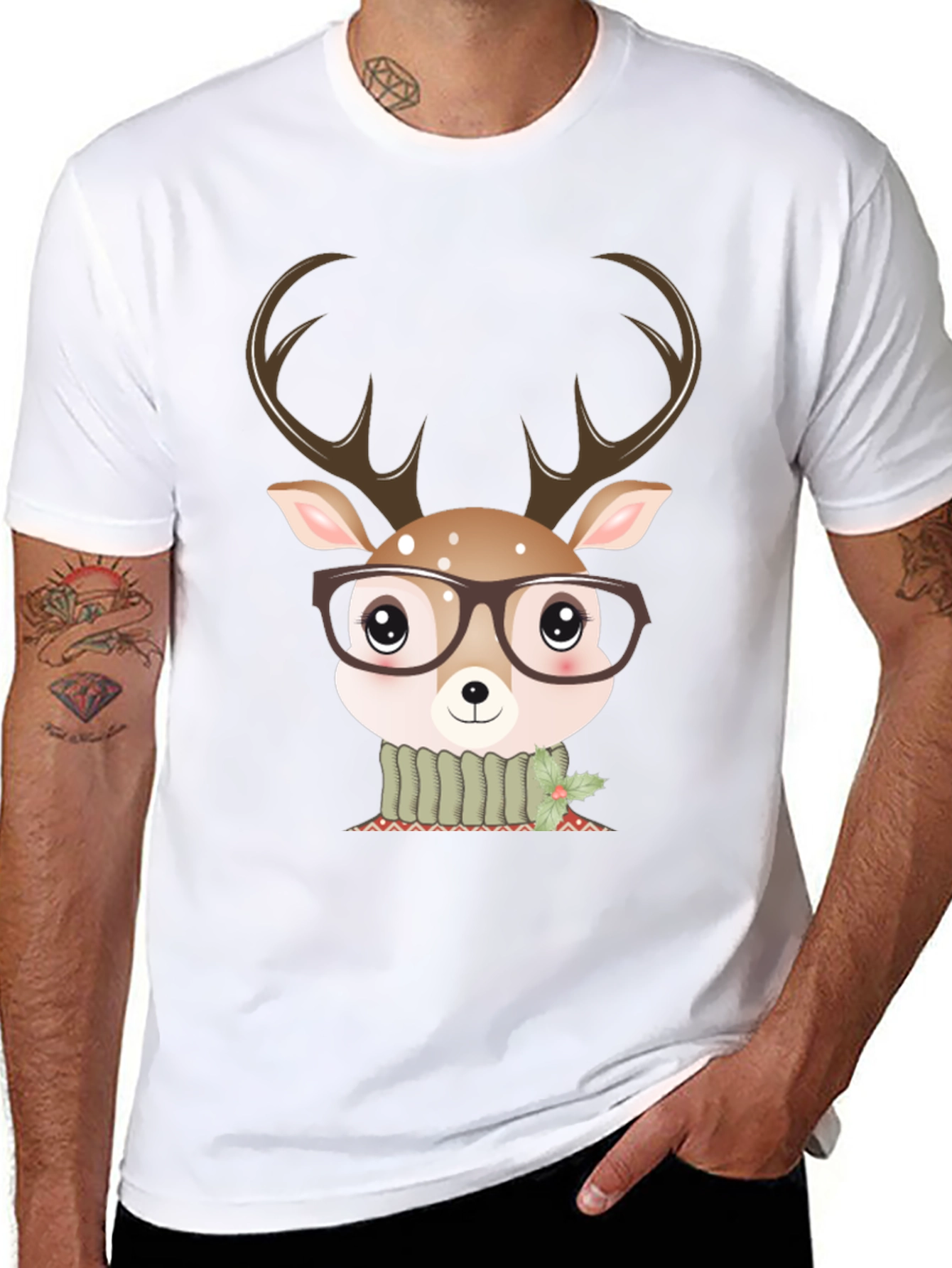 Cute Deer Glasses Graphic Tee