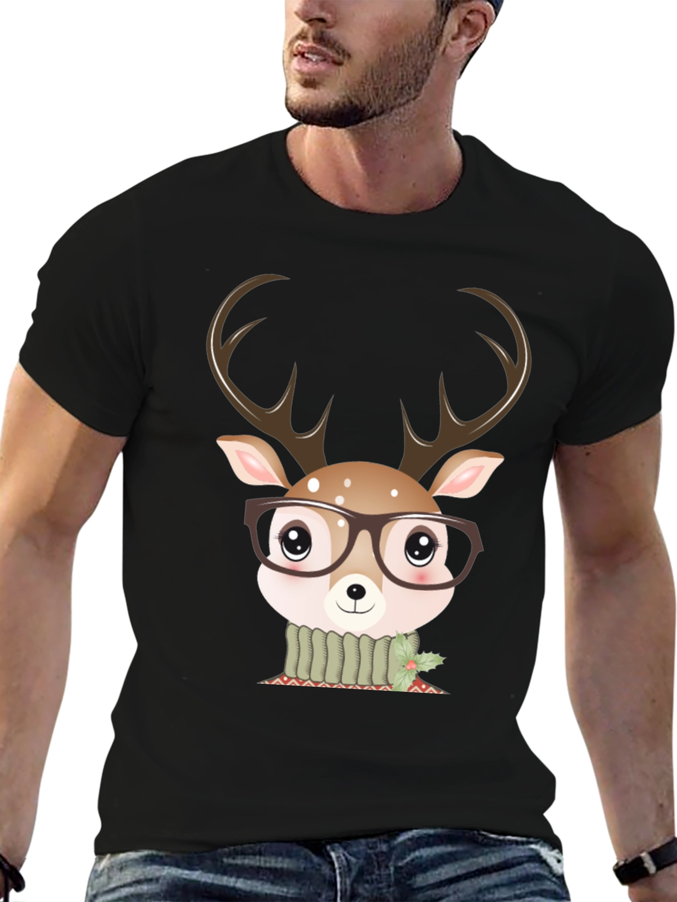 Cute Deer Glasses Graphic Tee