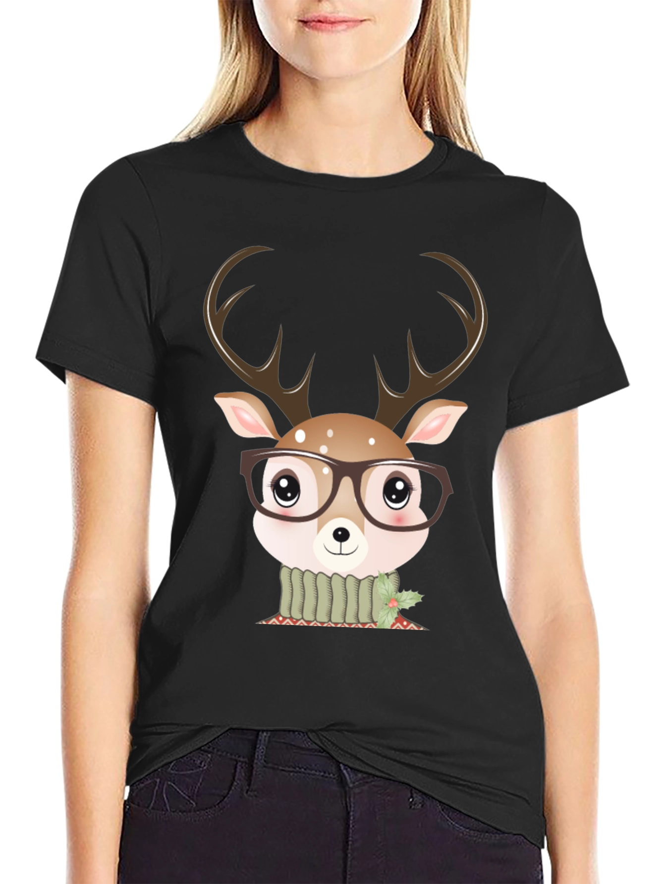 Cute Deer Glasses Graphic Tee