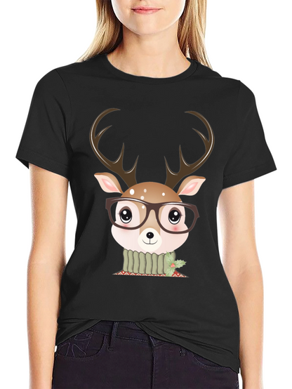 Cute Deer Glasses Graphic Tee