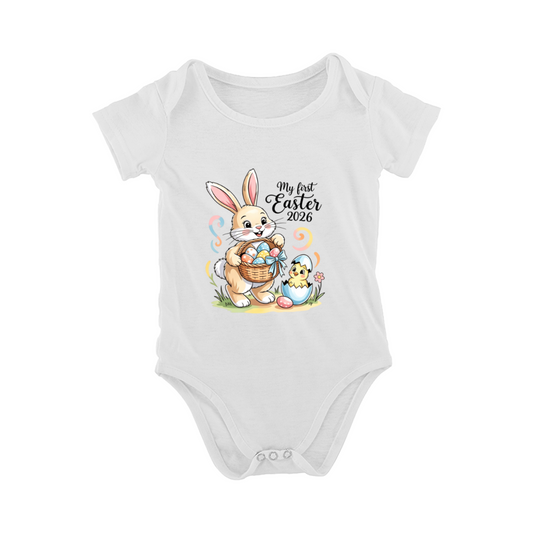 My First Easter 2026 Bunny Egg Basket Spring Baby Onesie
