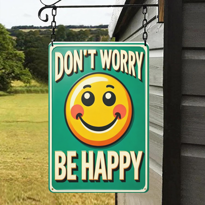 Vintage Don¡¯t Worry Be Happy Smiley Face Metal Sign