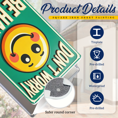 Vintage Don¡¯t Worry Be Happy Smiley Face Metal Sign