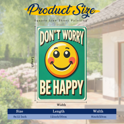Vintage Don¡¯t Worry Be Happy Smiley Face Metal Sign