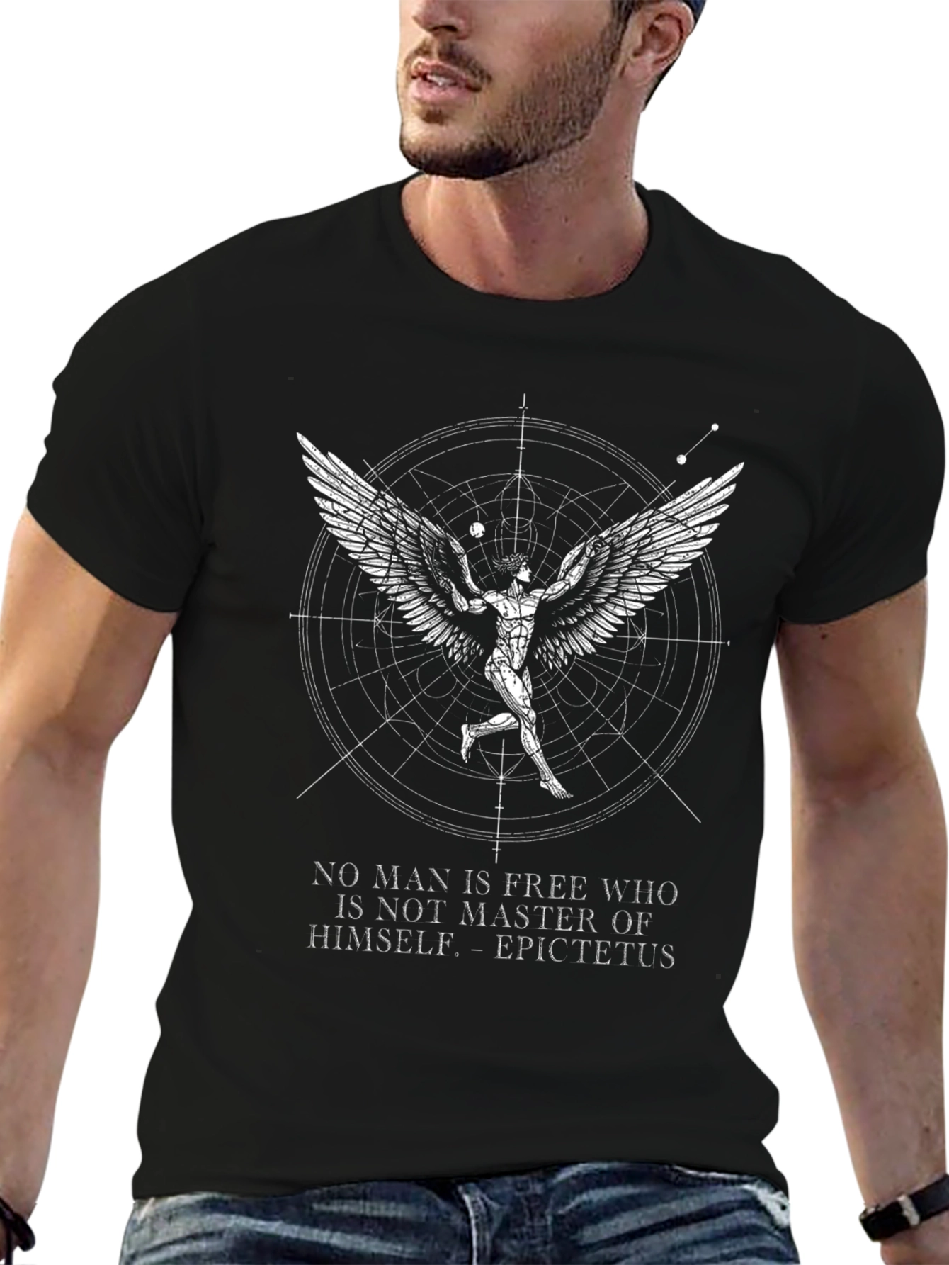 Philosophical T-Shirt - Winged Figure Master of Himself