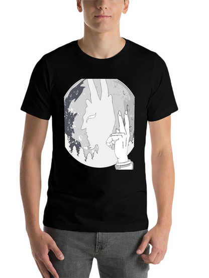 Silhouette Moon Graphic Tee - Stylish Mens Black T-Shirt