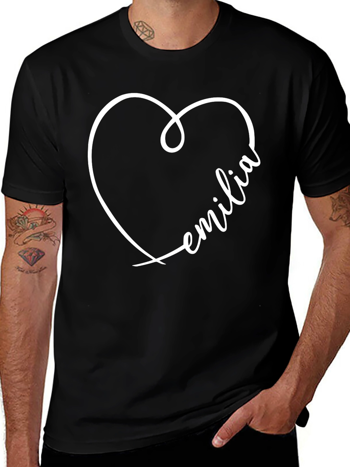 Emilia Heart Graphic Tee - Black