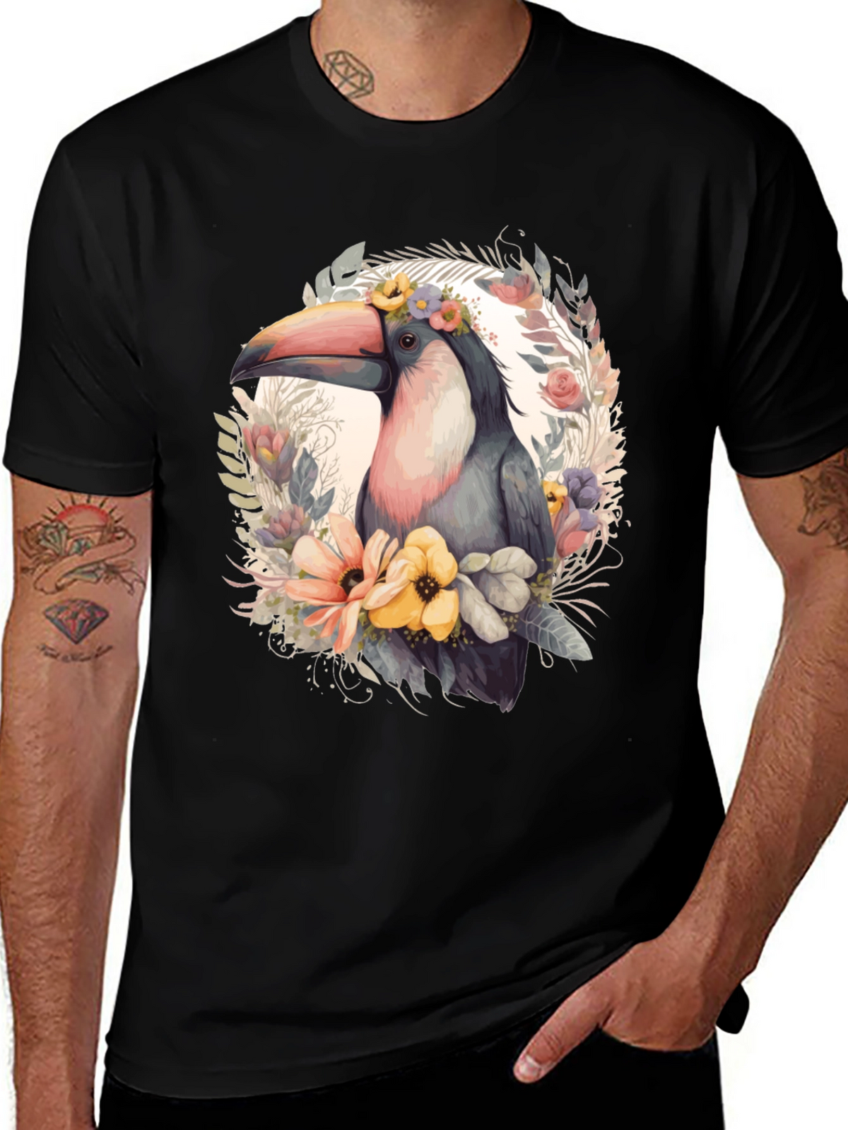 Tropical Toucan Floral Graphic Tee