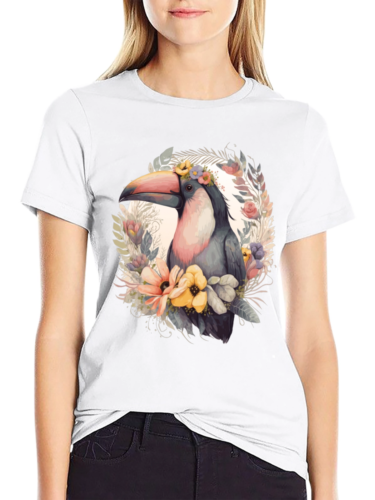 Tropical Toucan Floral Graphic Tee