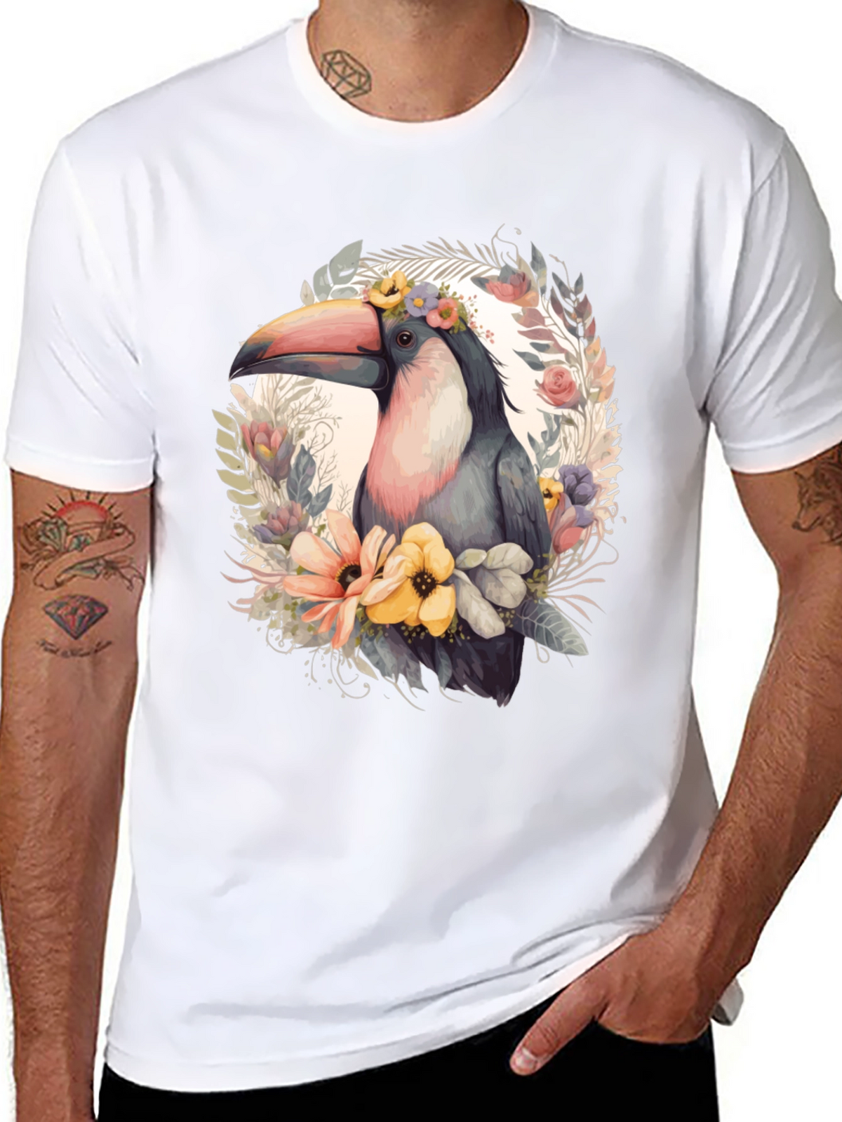 Tropical Toucan Floral Graphic Tee