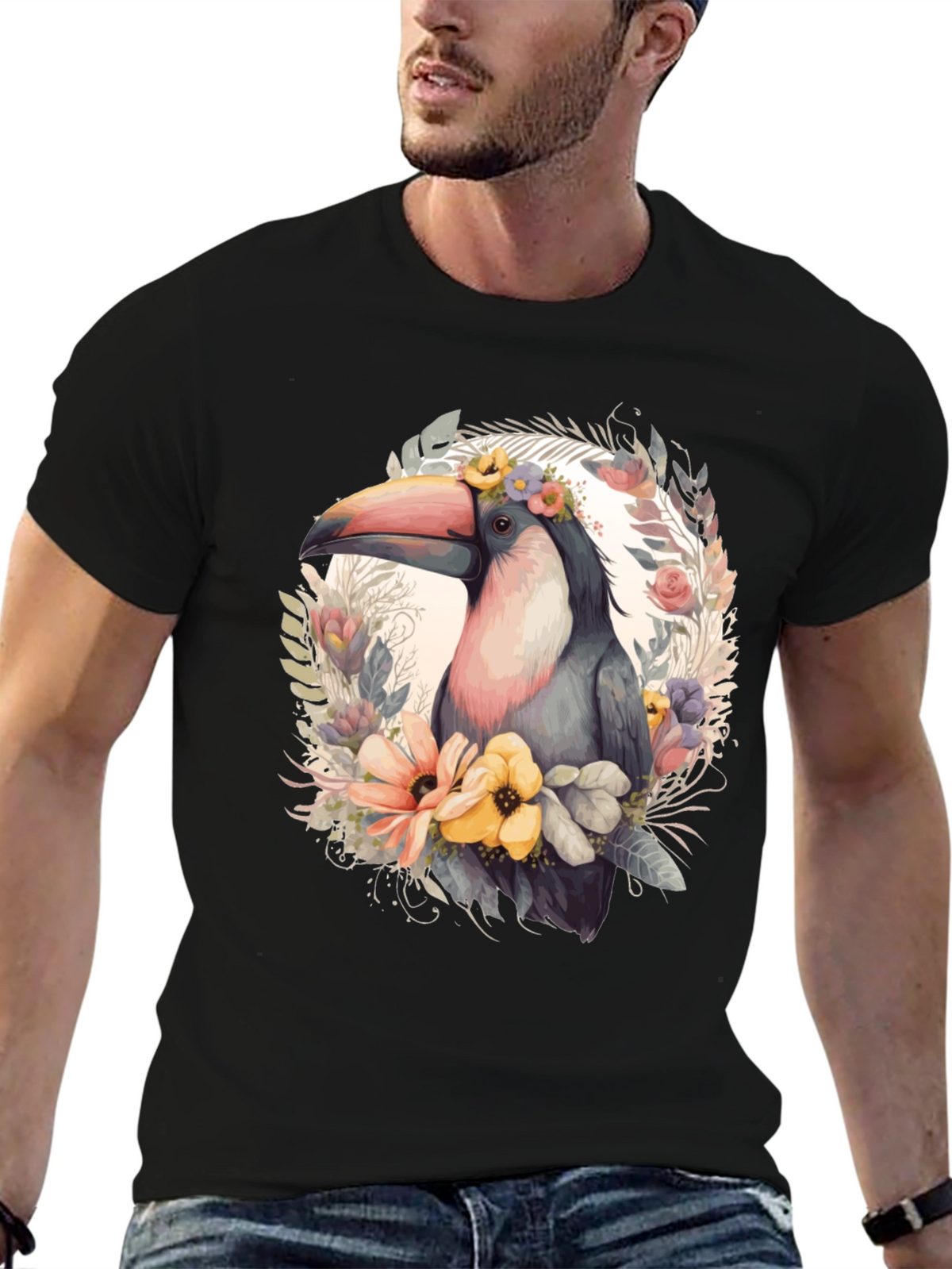 Tropical Toucan Floral Graphic Tee