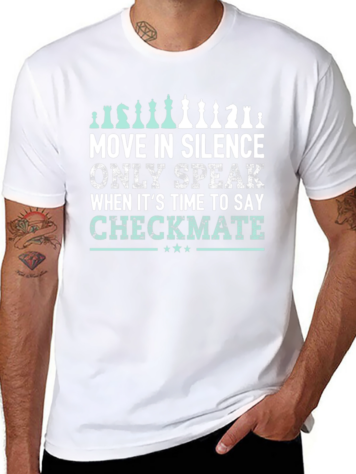 Move in Silence Chess T-Shirt - Checkmate Design