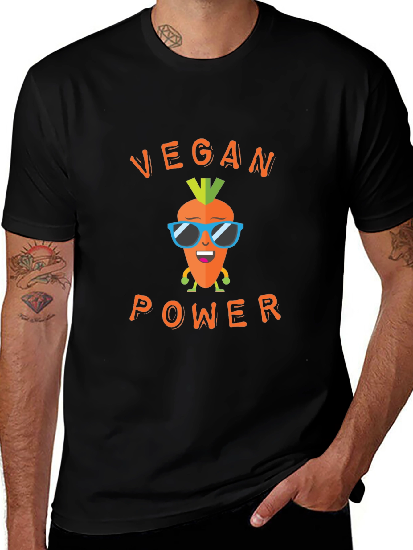 Vegan Power Graphic Tee - Carrot Cartoon