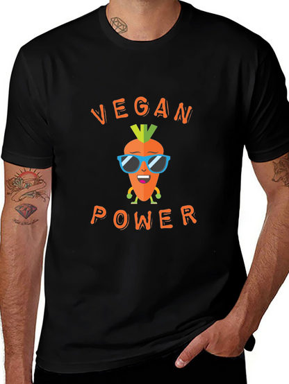 Vegan Power Graphic Tee - Carrot Cartoon