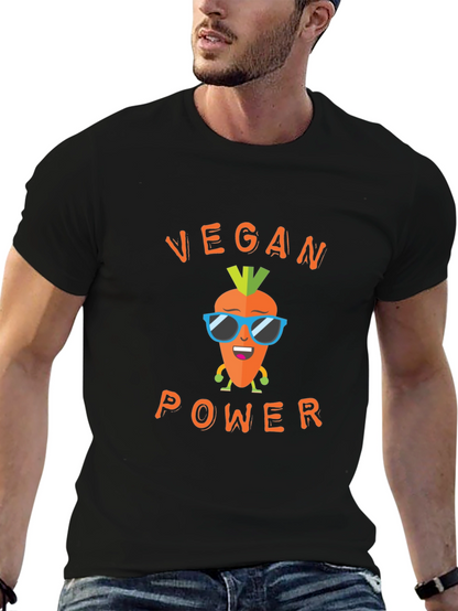 Vegan Power Graphic Tee - Carrot Cartoon