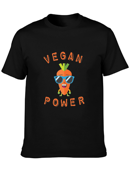 Vegan Power Graphic Tee - Carrot Cartoon