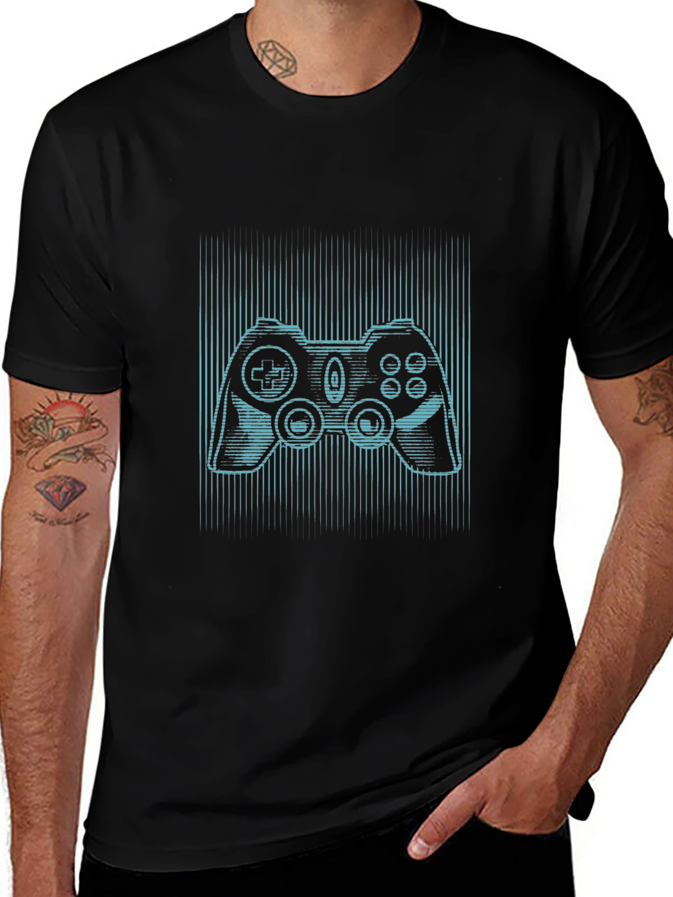 Gamer Style Black Tee - Controller Design