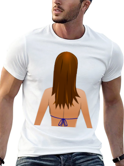Emoji Bikini Back Print Black T-Shirt