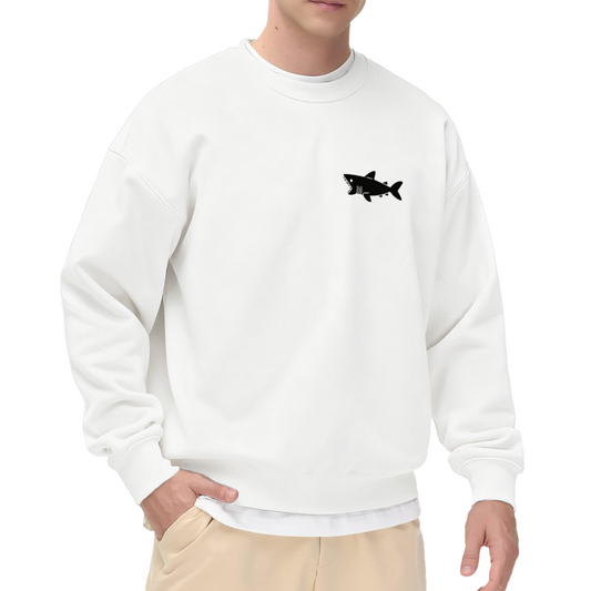 Tiny Shark Cool Minimal Chest Print Crewneck Sweatshirt