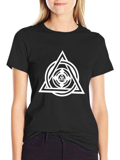 Geometric Triangle Circle Graphic Black T-Shirt