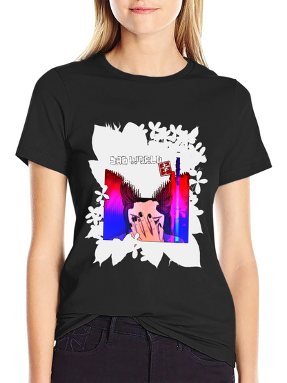 Sad World Graphic Print Black T-Shirt