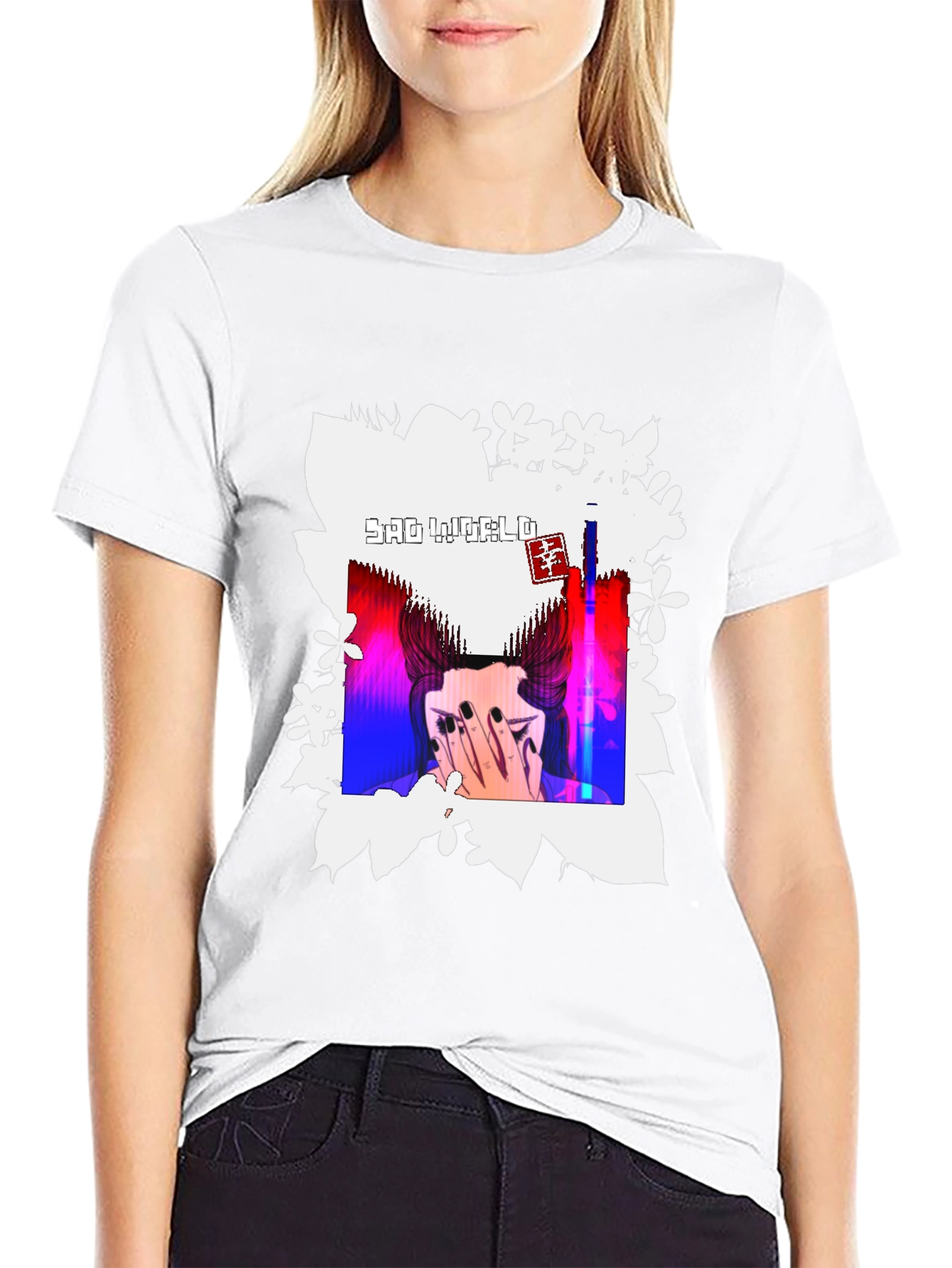 Sad World Graphic Print Black T-Shirt