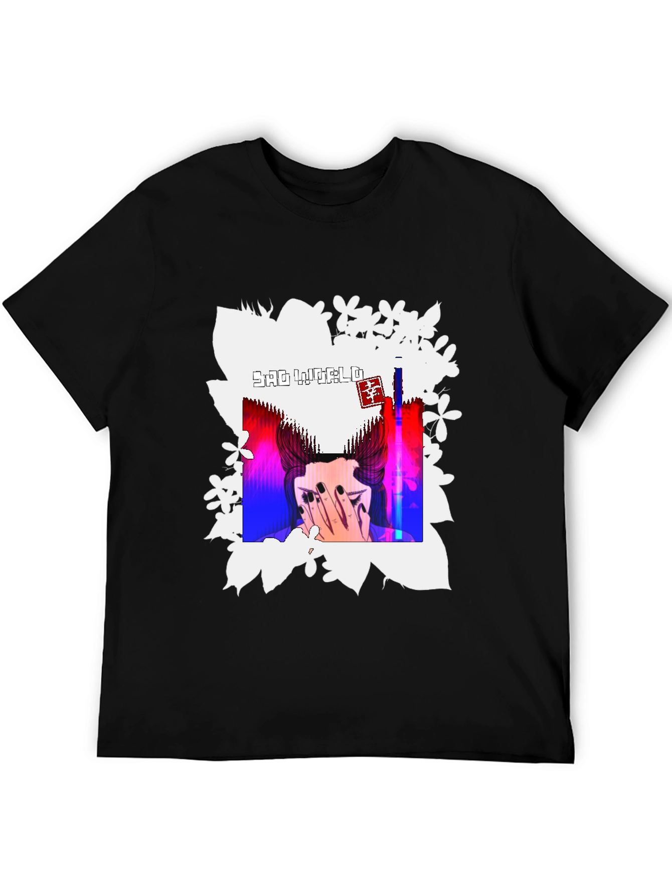 Sad World Graphic Print Black T-Shirt