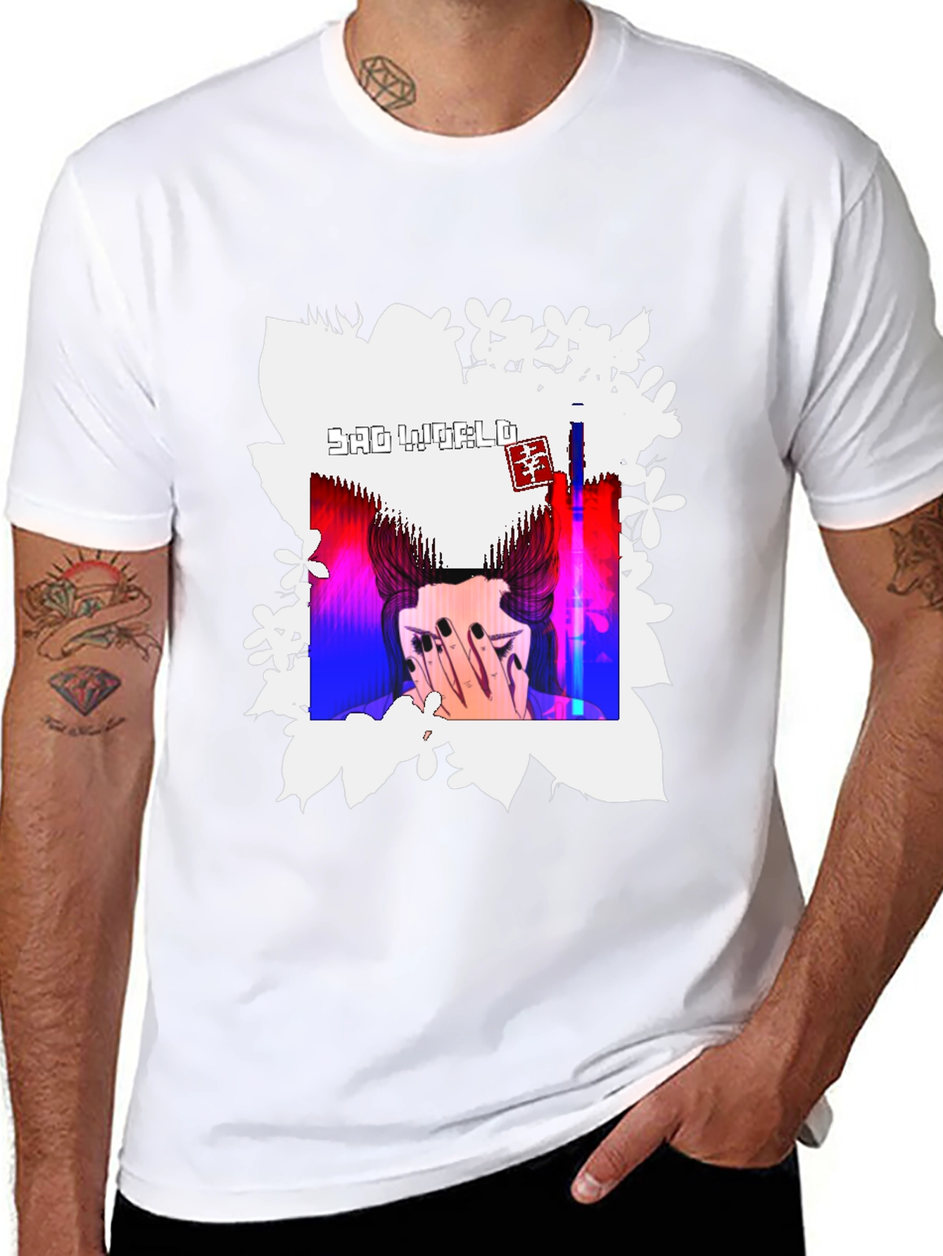 Sad World Graphic Print Black T-Shirt