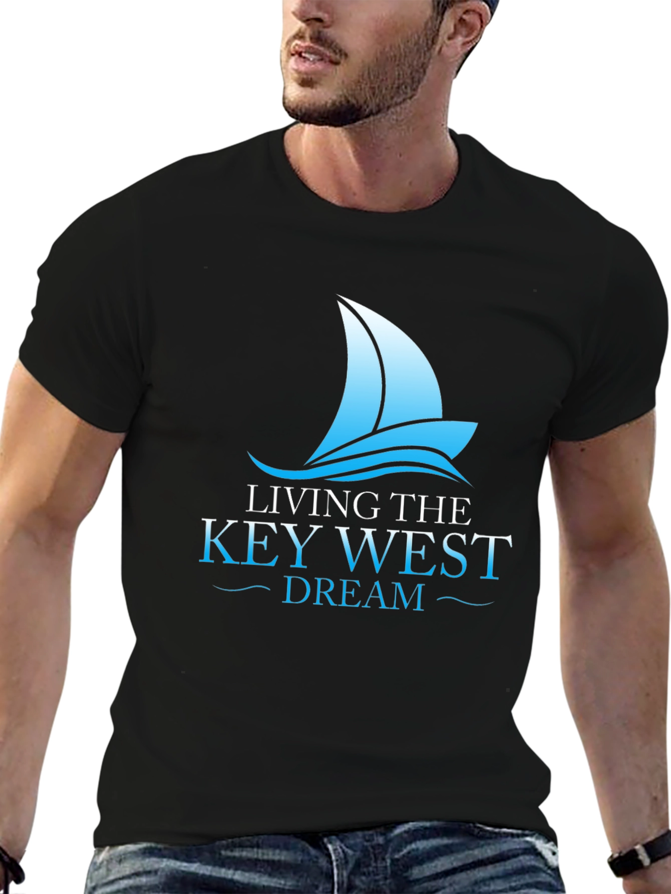 Living the Key West Dream T-Shirt - Sailboat Graphic
