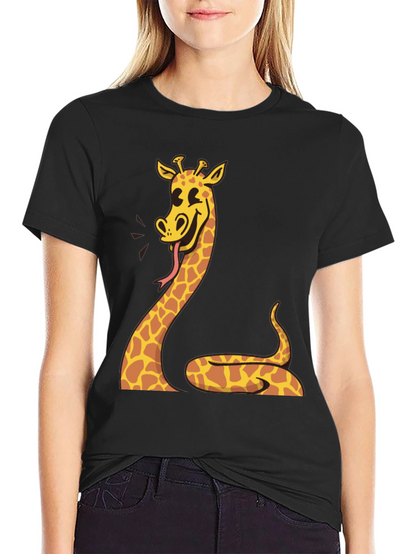 Giraffe Snake Graphic Tee - Unique Mens Black T-Shirt