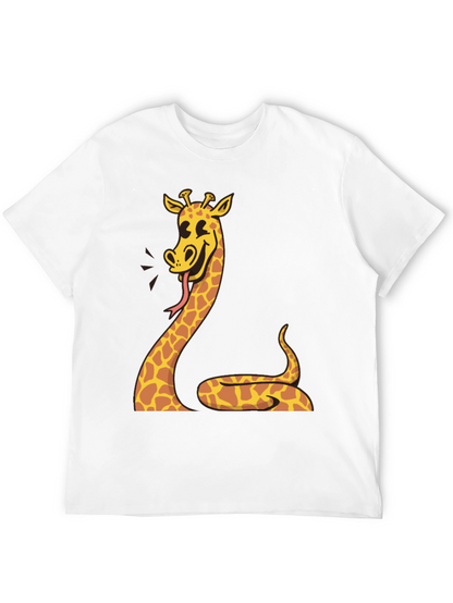 Giraffe Snake Graphic Tee - Unique Mens Black T-Shirt