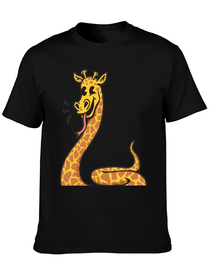 Giraffe Snake Graphic Tee - Unique Mens Black T-Shirt