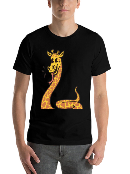Giraffe Snake Graphic Tee - Unique Mens Black T-Shirt