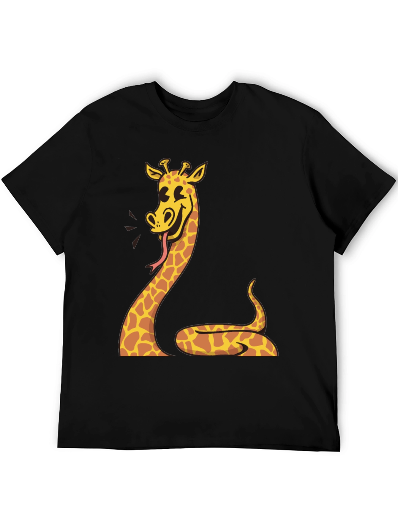 Giraffe Snake Graphic Tee - Unique Mens Black T-Shirt