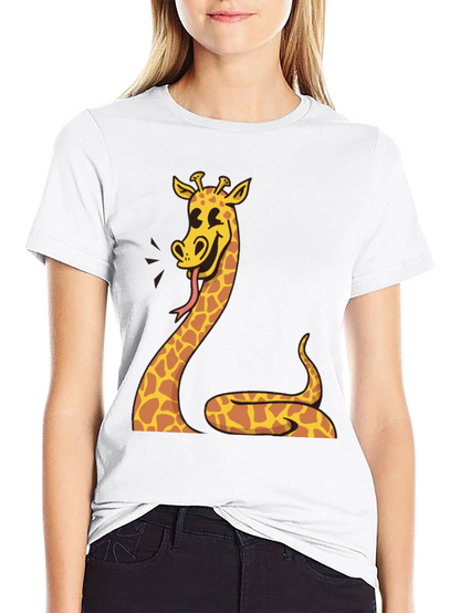 Giraffe Snake Graphic Tee - Unique Mens Black T-Shirt