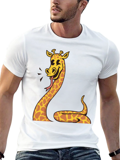 Giraffe Snake Graphic Tee - Unique Mens Black T-Shirt